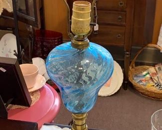 blue glass lamp