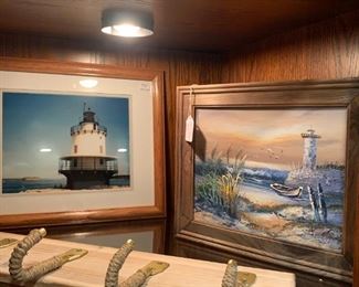 Sea scape, nautical art, Lighthouse art, nautical hooks