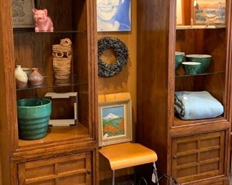 Julie Andrews Nun original painting MCM bentwood chair, Hall Pottery Planter, Pottery