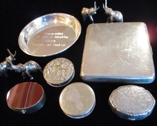 STERLING ITEMS & ANTIQUE BOXES