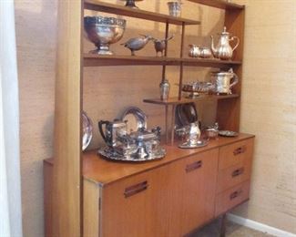 THE FINEST MID CENTURY MODERN ETAGERE CHINA HUTCH & STERLING COLLECTION. LOVE EAMES ERA? HERMAN MILLER? DANISH OR SWEDISH MODERN?
