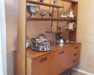 THE FINEST MID CENTURY MODERN ETAGERE CHINA HUTCH & STERLING COLLECTION.  LOVE EAMES ERA?  HERMAN MILLER?  DANISH OR SWEDISH MODERN?