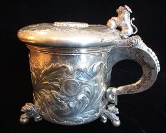 VERY LARGE & TRULY RARE 830 SILVER TANKARD