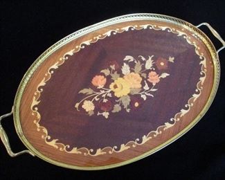 MARQUETRY INLAID TEA TRAY