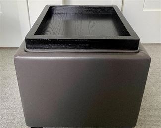 Item 13:  Crate & Barrel Leather Storage Ottoman/Table Top by Crate & Barrel - 18"l x 18"w x 17"h:  $145
