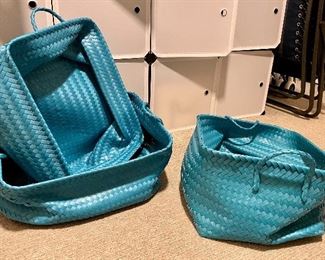 Item 87:  Lot of (3) Turquoise Storage Baskets:  $16