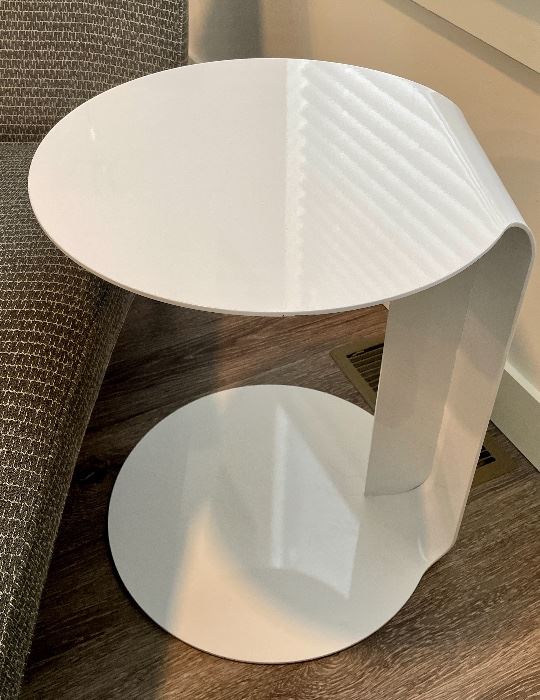 Item 34:  Costa Side Table by Room and Board- Made of steel with a white powder-coated finish.- 18"l x 18"w x 22"h:  $225