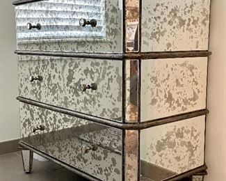 Item 8:  Antiqued Mirror Chest is covered in mottled glass by Currey and Co. - 31.5"l x 16.75"w x 32"h: $635