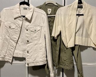 Item 266:  Assorted Jackets:  $15/Each   Shrug on right comes in ivory and black: $10 ea