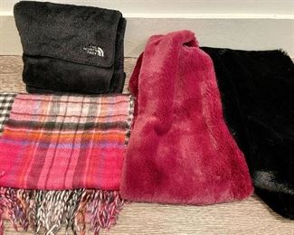 Item 272:  (4) Scarves - two on right are SUPER soft Banana Republic, Black one is Northface and the plaid one is just plain SOFT:  $14/Each