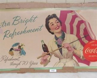 1955 - 28" x 57" Cardboard Coke Sign