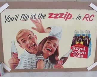 22" x 34" Cardboard Royal Crown Cola Sign