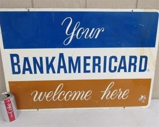Metal Double Sided Bank Americard Sign