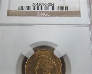 NGC Graded 1854 Gold $3.00 Coin