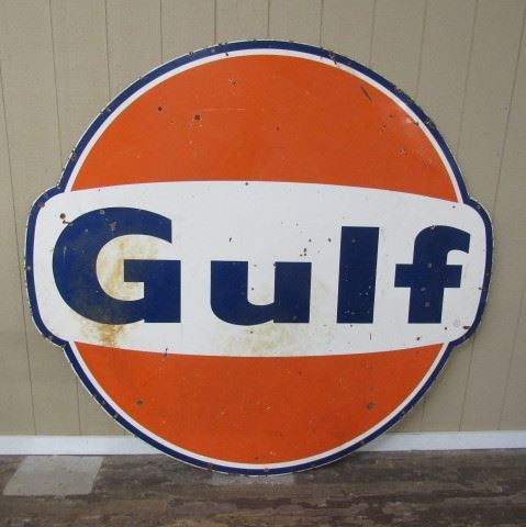 1967 - 6' Porcelain GULF Sign - Single Sided