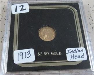1913 Gold $2.50 Indian Head Coin