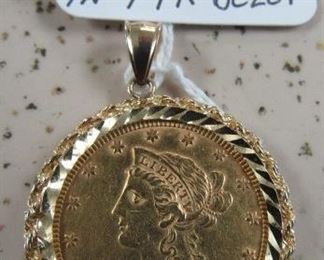 1898 Gold $10.00 Coin in 14K Gold Bezel