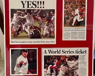 Item 295:  Red Sox Memorabilia Article Plaque Decor - heavy duty laminate from "That's Great News" in CT. - 23" x 18.5":  $125