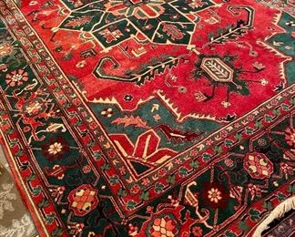 Item 307:  Wool Rug with Navy Medallion Center - 13'5" x 9'5":  $1200