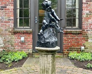 Item 322:  Bronze Angel Fountain "Teaser" on Pedestal Base - 25": $775