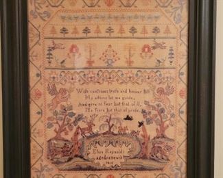 Item 336:  Print of Antique Sampler - Eliza Reynolds, Aged 14 years, 1815: $85