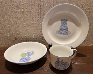 Item 331:  Herend of Hungary, Fishnet Blue Baby Collection, Set of 3 pieces - cup, bowl, and plate:  $195 for all