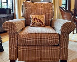 Item 13:  Plaid Upholstered Armchair - 34"l x 21"w x 34"h:  $475