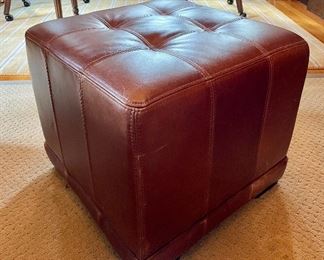 Item 14:  Ballard Design Leather Ottoman - 19"l x 19"w x 17"h:  $280