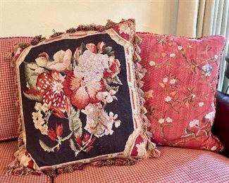 Item 18:  (2) Embroidered Down Pillows with Tassels - 20" x 20":  $95 ea. (SOLD)                                                                                                         Item 19:  (2) Ralph Lauren Down Pillows - 22" x 22":  $95 ea