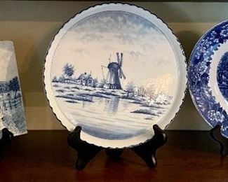 Item 28:  Royal Sphinx Holland Windmill Trivet Tile (left): $16                                                                                                            Item 29:  Vintage German Porcelain Plate with Windmill: $24 (middle):                                                                                        Item 30:  Old English Staffordshire Ware Plate (right): $22       
