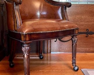 Item 41:  (2) Hillsdale Furniture Leather Rolling Armchairs - 24"l x 18"w x 34"h:  $225 ea
