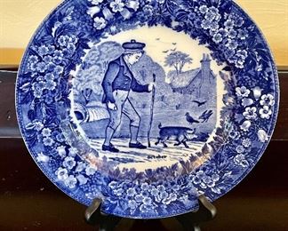 Item 32:  Wedgewood Early English Dark Blue Transferware Plate "October": $125