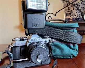Item 49:  Canon AE-1 Camera with Flash, Lens and Case: $225