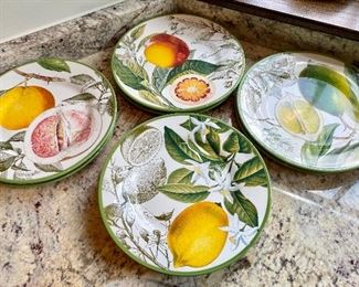 Item 94:  (8) Williams Sonoma Set of 4 Botanical Citrus Fruit Salad Plates:  $125