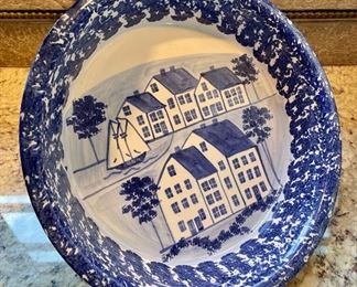 Item 85:  Blue and White Pottery Dish, signed: $28