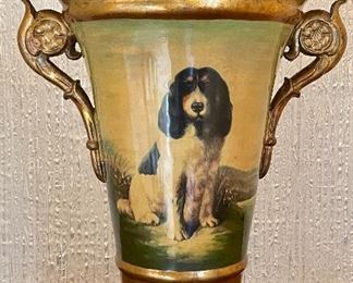 Item 121:  Urn with Cavalier Springer Spaniel - 11.5" x 14.5": $65