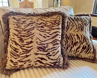 Item 127:  (4) Down Pillows with Fringe - 17" x 17":  $38 ea