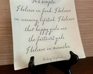 Item 135:  Audrey Hepburn Plate - 8" x 7.75":  $12