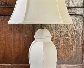 Item 137:  (2) Decorative Lamps (White with Piping) - 36": $175 pair