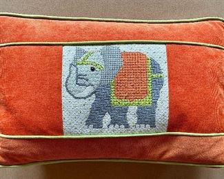 Item 145:  Embroidered Elephant Pillow - 16" x 10": $35