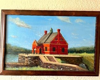 Item 163:  Oil on Board Signed 2009 (Red House) - 14.5" x 9.25": $65