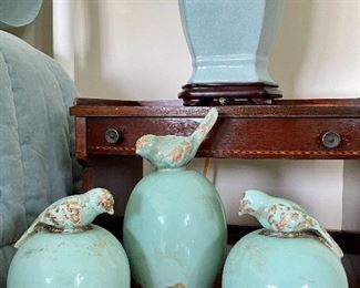 Item 206:  (3) Pottery Birds:   $75 for Set of 3                                                                                       Tallest - 9"