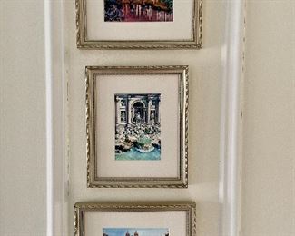 Item 215:  (3) Watercolors of Rome - 9" x 7.5": $125 set of 3
