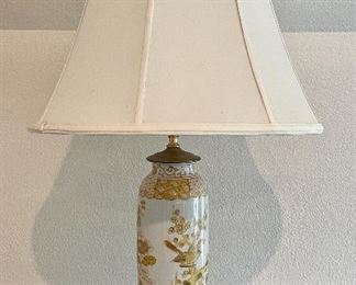 Item 229:  Asian Inspired Lamp with Yellow Birds - 32": $95