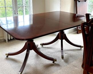 Item 232:  Baker Historic Charleston Reproduction Double Pedestal Table with Extensions - 46"l x 68"w x 29.25": $775
