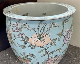 Item 243:  Asian Inspired Planter with Koi Fish - 15.25" x 13":  $32