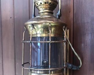 One of 2 electrified Perkins Marine Lamps