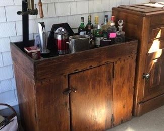 19thC pine dry sink and a 19th C early 20thC oak icebox.