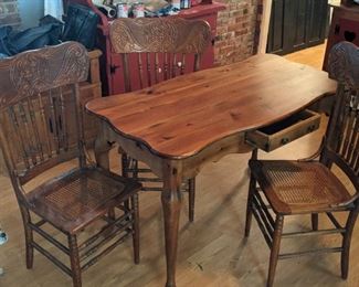 Wood table with wood chairs