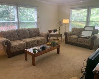 Couch and loveseat; coffee table